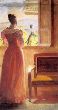  la Obras - Dama junto a una ventana naturalista Thomas Pollock Anshutz